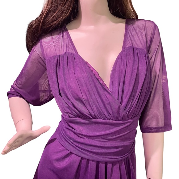 KIYONNA PLUS SIZE 3 PURPLE/MAUVE TOP W/ sheer accents & 3/4 length sleeves - Picture 3 of 13